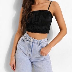 black satin cami | crop top
